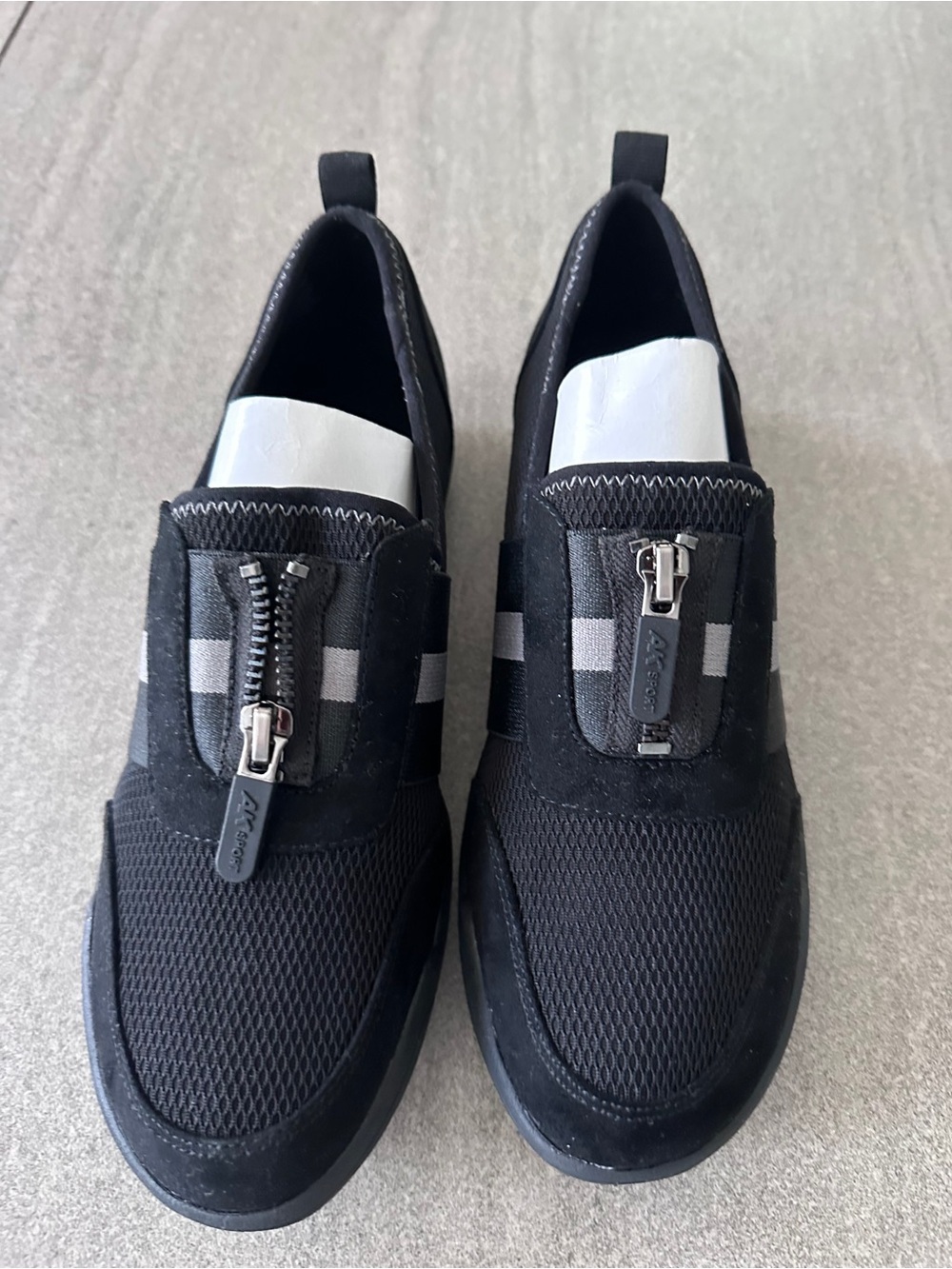 Anne Klein NEW Black Men's Slip-On Sneakers with Silver Zip